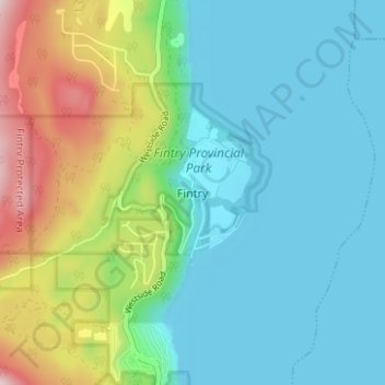 Mapa topográfico Fintry, altitude, relevo