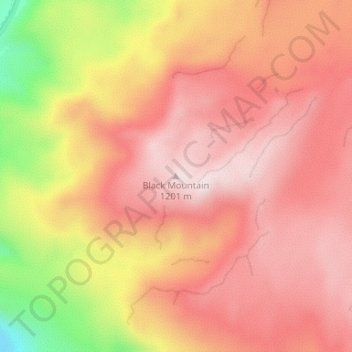 Mapa topográfico Black Mountain, altitude, relevo