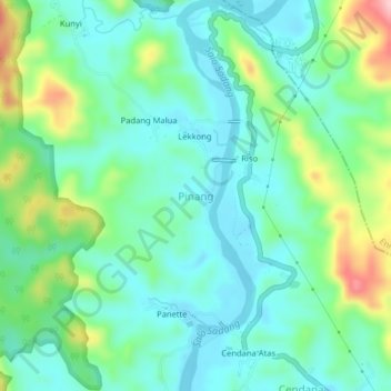 Mapa topográfico Pinang, altitude, relevo