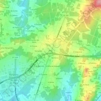 Mapa topográfico Nelle, altitude, relevo