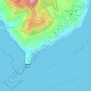 Mapa topográfico Mainit, altitude, relevo