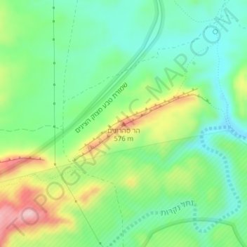 Mapa topográfico Mt. Saharonim, altitude, relevo