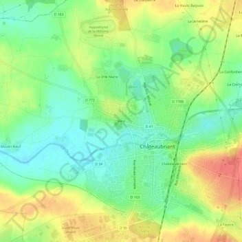 Mapa topográfico Béré, altitude, relevo