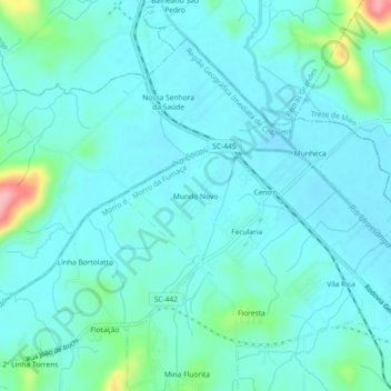Mapa topográfico Mundo Novo, altitude, relevo