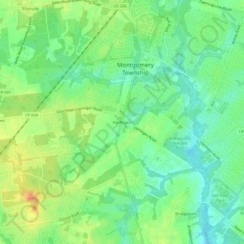 Mapa topográfico Harlingen, altitude, relevo