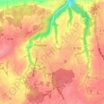 Mapa topográfico Traou Stang, altitude, relevo
