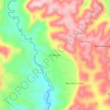 Mapa topográfico El Carmen, altitude, relevo
