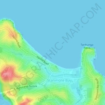 Mapa topográfico Stanmore Bay, altitude, relevo