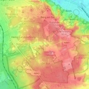 Mapa topográfico De Meerwijk, altitude, relevo