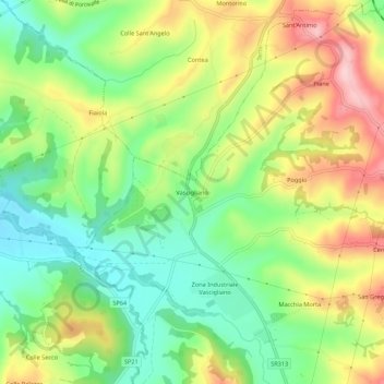 Mapa topográfico Vascigliano, altitude, relevo
