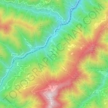 Mapa topográfico Lagacci, altitude, relevo