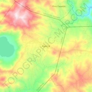 Mapa topográfico Ayarza, altitude, relevo