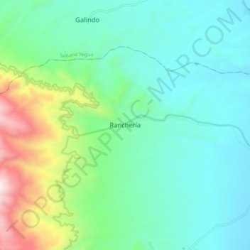 Mapa topográfico Ranchería, altitude, relevo