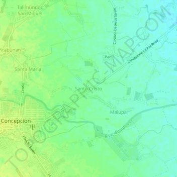 Mapa topográfico Santo Cristo, altitude, relevo