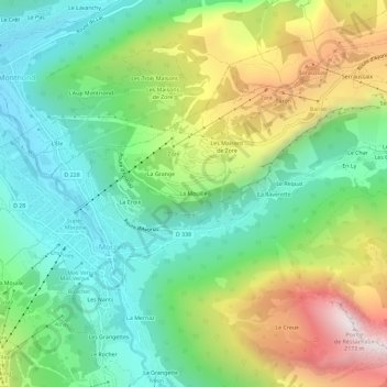 Mapa topográfico La Mouille, altitude, relevo