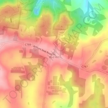 Mapa topográfico Red Hill, altitude, relevo