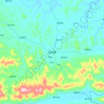 Mapa topográfico 连州镇, altitude, relevo