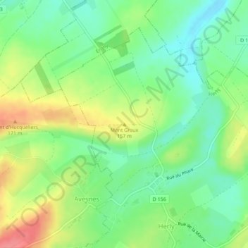 Mapa topográfico Mont Graux, altitude, relevo