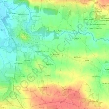 Mapa topográfico La Blunière, altitude, relevo