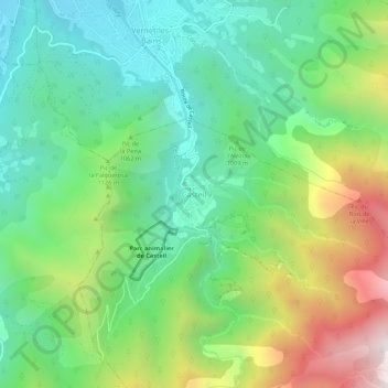 Mapa topográfico Casteil, altitude, relevo