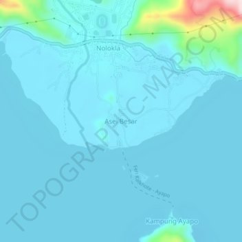 Mapa topográfico Asei Besar, altitude, relevo