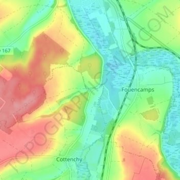 Mapa topográfico Le Paraclet, altitude, relevo