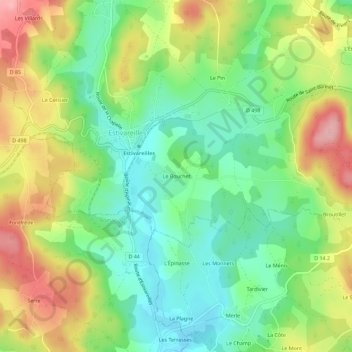Mapa topográfico Le Bouchet, altitude, relevo