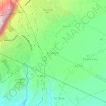 Mapa topográfico Montaña, altitude, relevo