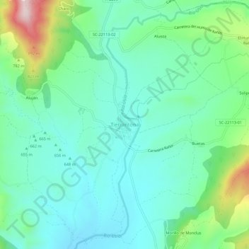Mapa topográfico Tierrantona, altitude, relevo