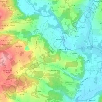 Mapa topográfico Le Bois, altitude, relevo