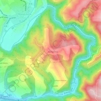 Mapa topográfico La Glène, altitude, relevo