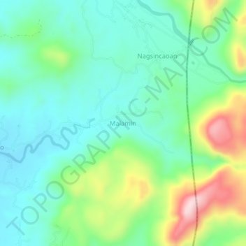 Mapa topográfico Malamin, altitude, relevo