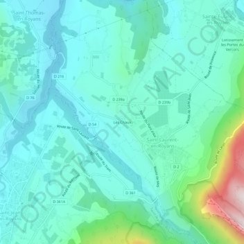 Mapa topográfico Les Chaux, altitude, relevo