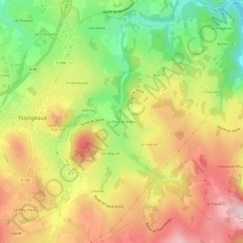 Mapa topográfico Le Pont de Belou, altitude, relevo