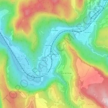Mapa topográfico Montferrand, altitude, relevo