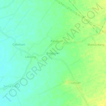 Mapa topográfico Baligayan, altitude, relevo