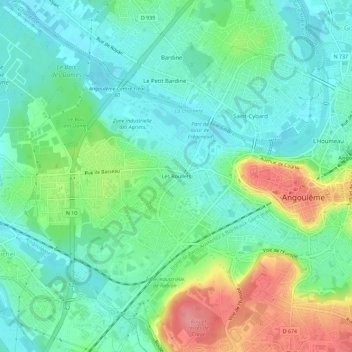 Mapa topográfico Les Roullets, altitude, relevo