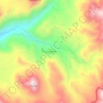 Mapa topográfico Socoroma, altitude, relevo