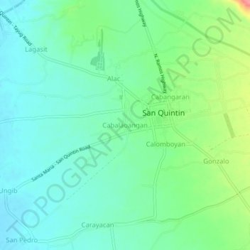 Mapa topográfico Cabalaoangan, altitude, relevo