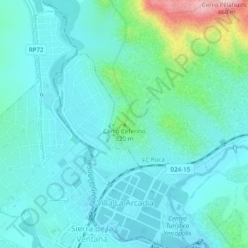 Mapa topográfico Cerro Ceferino, altitude, relevo