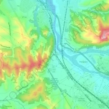 Mapa topográfico Libarna, altitude, relevo