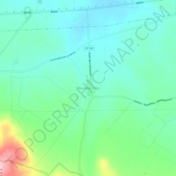 Mapa topográfico Montegrosso, altitude, relevo