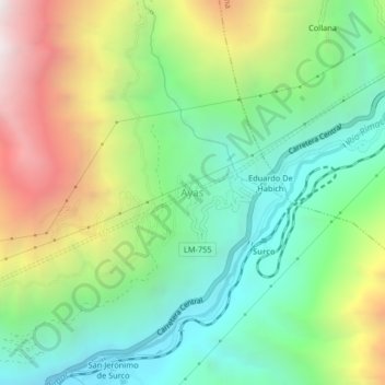Mapa topográfico Ayas, altitude, relevo