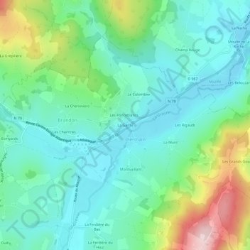 Mapa topográfico La Garde, altitude, relevo