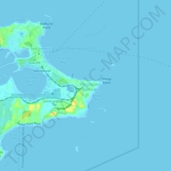 Mapa topográfico Kingstown, altitude, relevo
