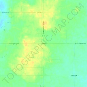 Mapa topográfico Corning, altitude, relevo