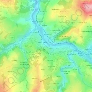 Mapa topográfico Les Ressaudis, altitude, relevo