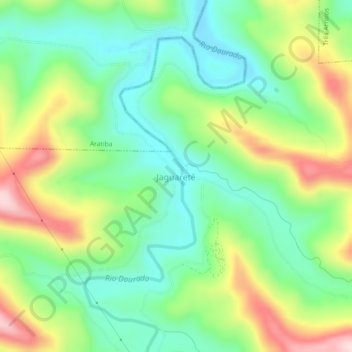 Mapa topográfico Jaguaretê, altitude, relevo