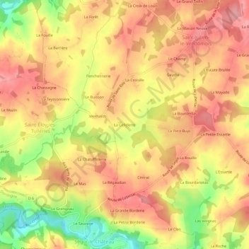 Mapa topográfico La Cellelerie, altitude, relevo