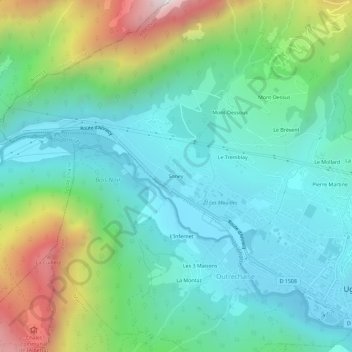 Mapa topográfico Soney, altitude, relevo